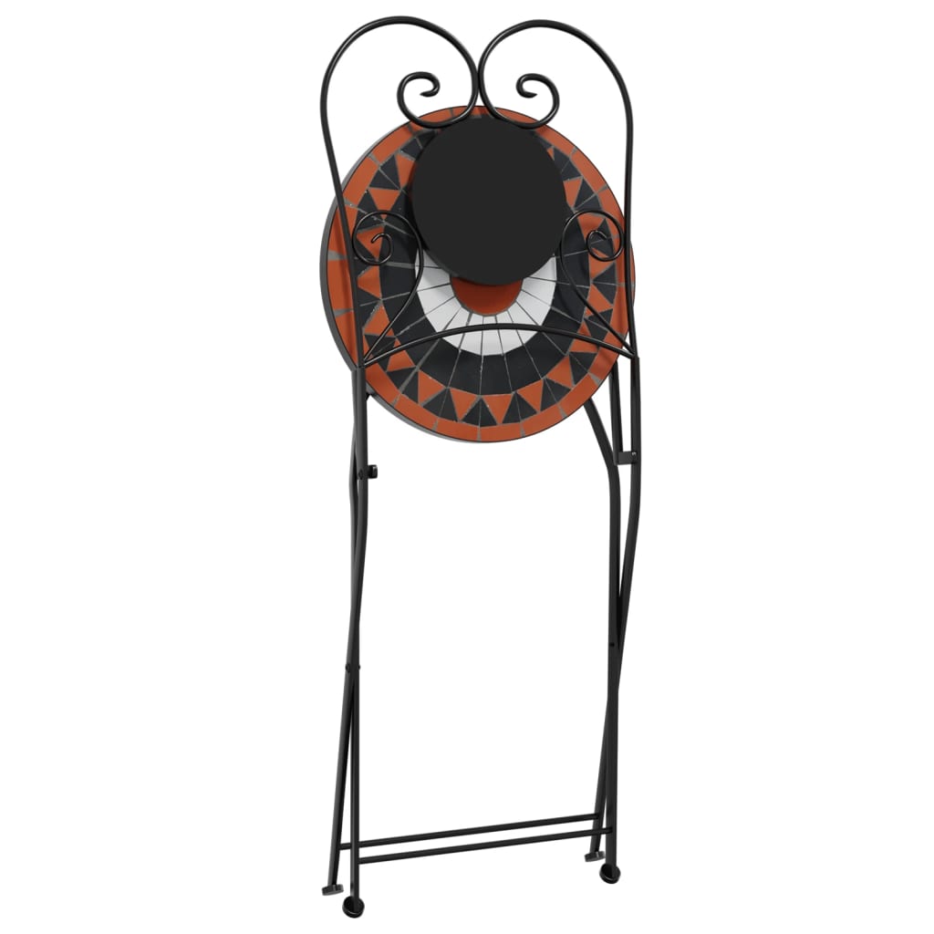 vidaXL Chaises de bistrot 2 pcs Pliantes Rouge terracotta et blanc Céramique