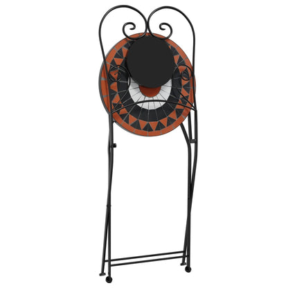 vidaXL Chaises de bistrot 2 pcs Pliantes Rouge terracotta et blanc Céramique