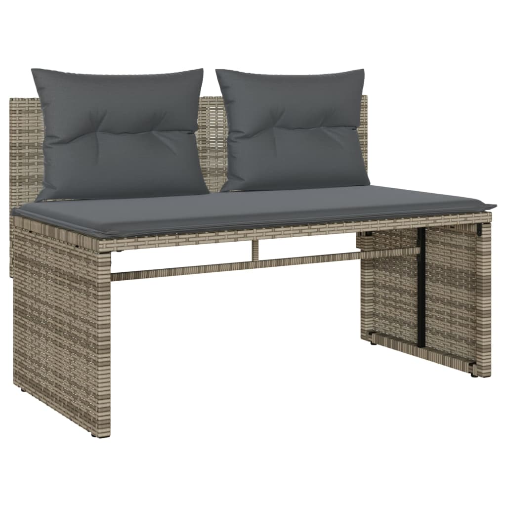 vidaXL 4-tlg. Garten-Sofagarnitur mit Kissen Grau Poly Rattan