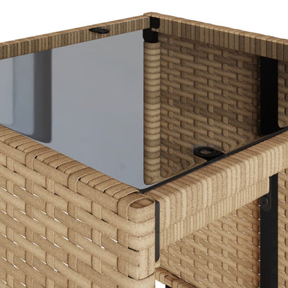 vidaXL 4-tlg. Garten-Sofagarnitur mit Kissen Beige Poly Rattan