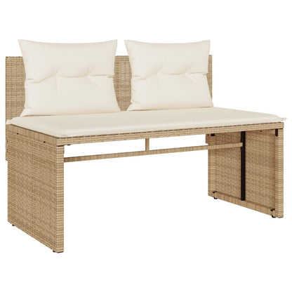 vidaXL 4-tlg. Garten-Sofagarnitur mit Kissen Beige Poly Rattan