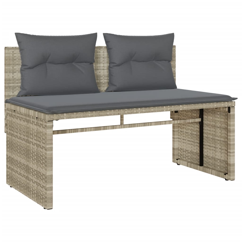 vidaXL 4-tlg. Garten-Sofagarnitur mit Kissen Hellgrau Poly Rattan