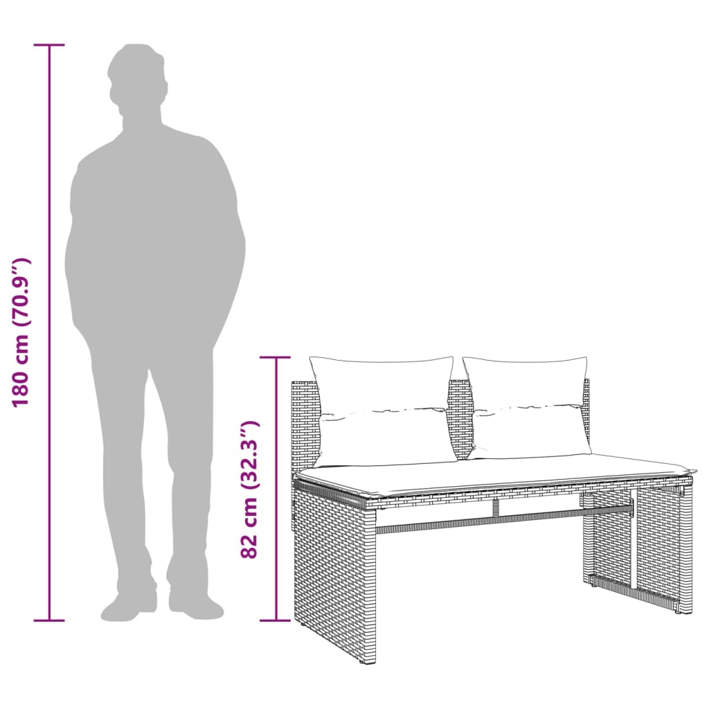 vidaXL 4-tlg. Garten-Sofagarnitur mit Kissen Hellgrau Poly Rattan