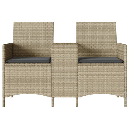 vidaXL Canapé de jardin 2 places avec table et coussins Gris clair résine tressée
