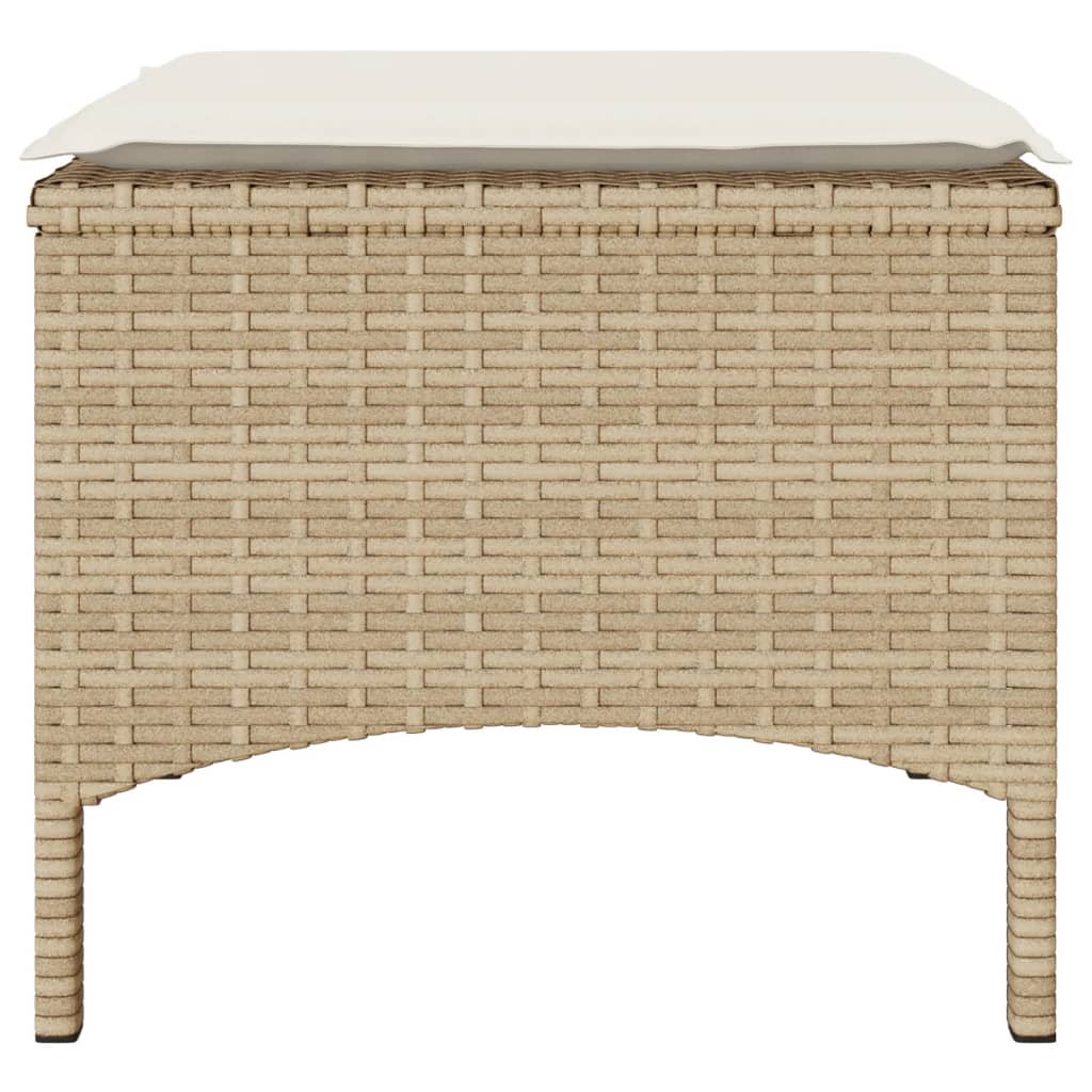 vidaXL Canapé de jardin 2 places avec table et tabourets en résine tressée beige