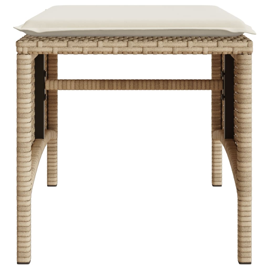 vidaXL Canapé de jardin 2 places avec table et tabourets en résine tressée beige