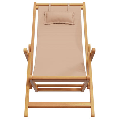 vidaXL Strandstuhl Klappbar Taupe Massivholz Eukalyptus und Stoff