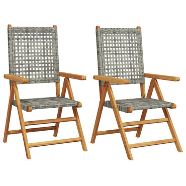 vidaXL Gartenstühle 2 Stk. Grau Massivholz Akazie und Poly Rattan