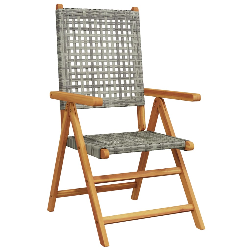 vidaXL Gartenstühle 2 Stk. Grau Massivholz Akazie und Poly Rattan