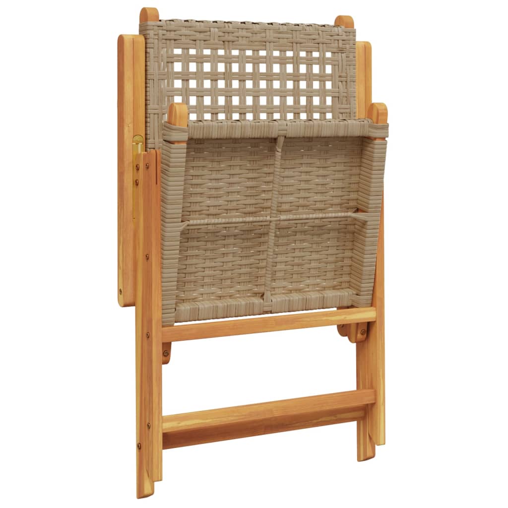 vidaXL Gartenstühle 2 Stk. Beige Massivholz Akazie und Poly Rattan
