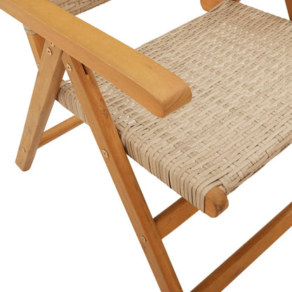vidaXL Gartenstühle 2 Stk. Beige Massivholz Akazie und Poly Rattan