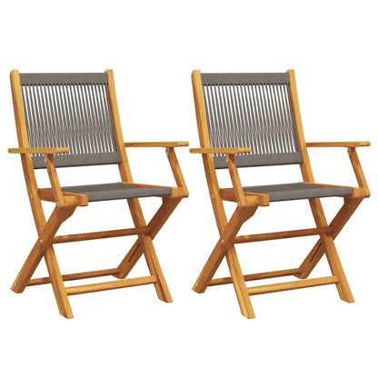 vidaXL Chaises de jardin 2 pcs Gris Bois d'acacia massif et polypropylène