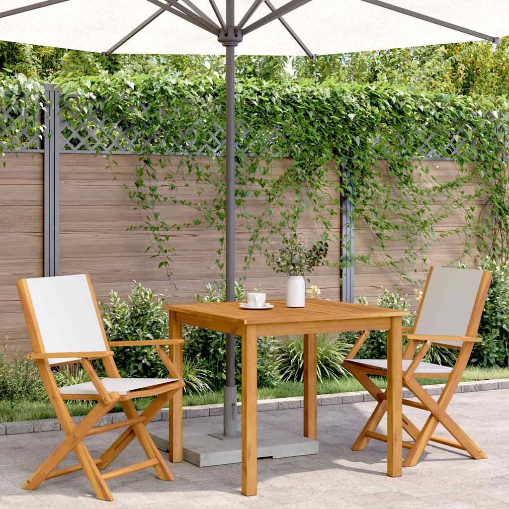 vidaXL Gartenstühle 2 Stk. Cremeweiß Massivholz Akazie & Stoff