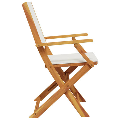 vidaXL Gartenstühle 2 Stk. Cremeweiß Massivholz Akazie & Stoff