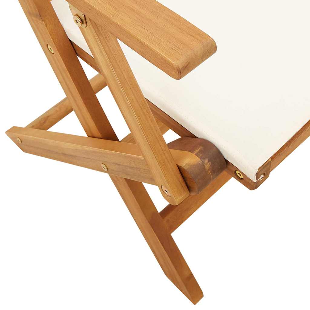 vidaXL Gartenstühle 2 Stk. Cremeweiß Massivholz Akazie & Stoff