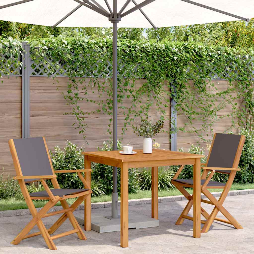 vidaXL Gartenstühle 2 Stk. Anthrazit Massivholz Akazie & Stoff