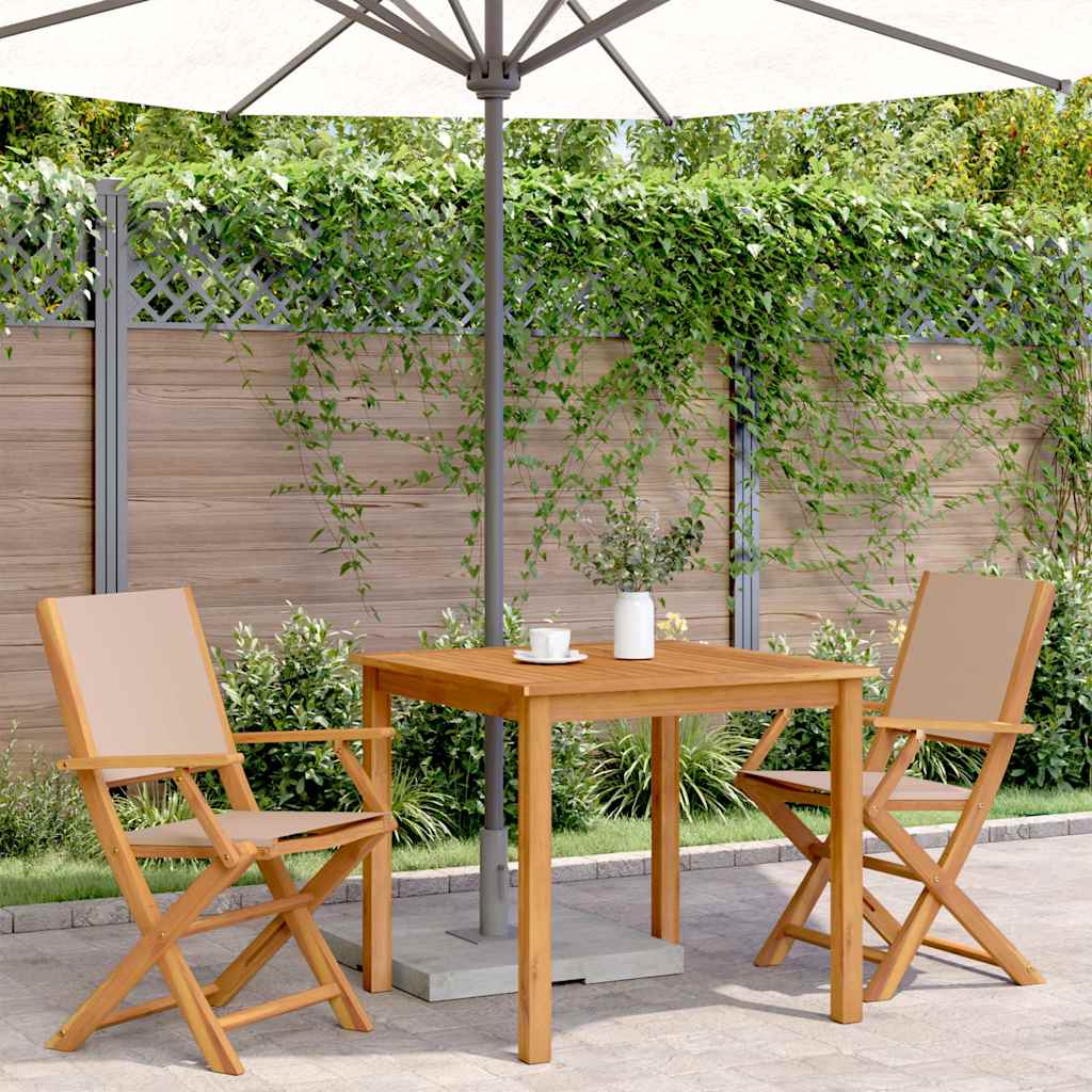 vidaXL Chaises de jardin 2 pcs Taupe Bois d'acacia massif et tissu