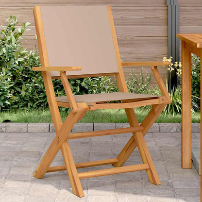 vidaXL Chaises de jardin 2 pcs Taupe Bois d'acacia massif et tissu