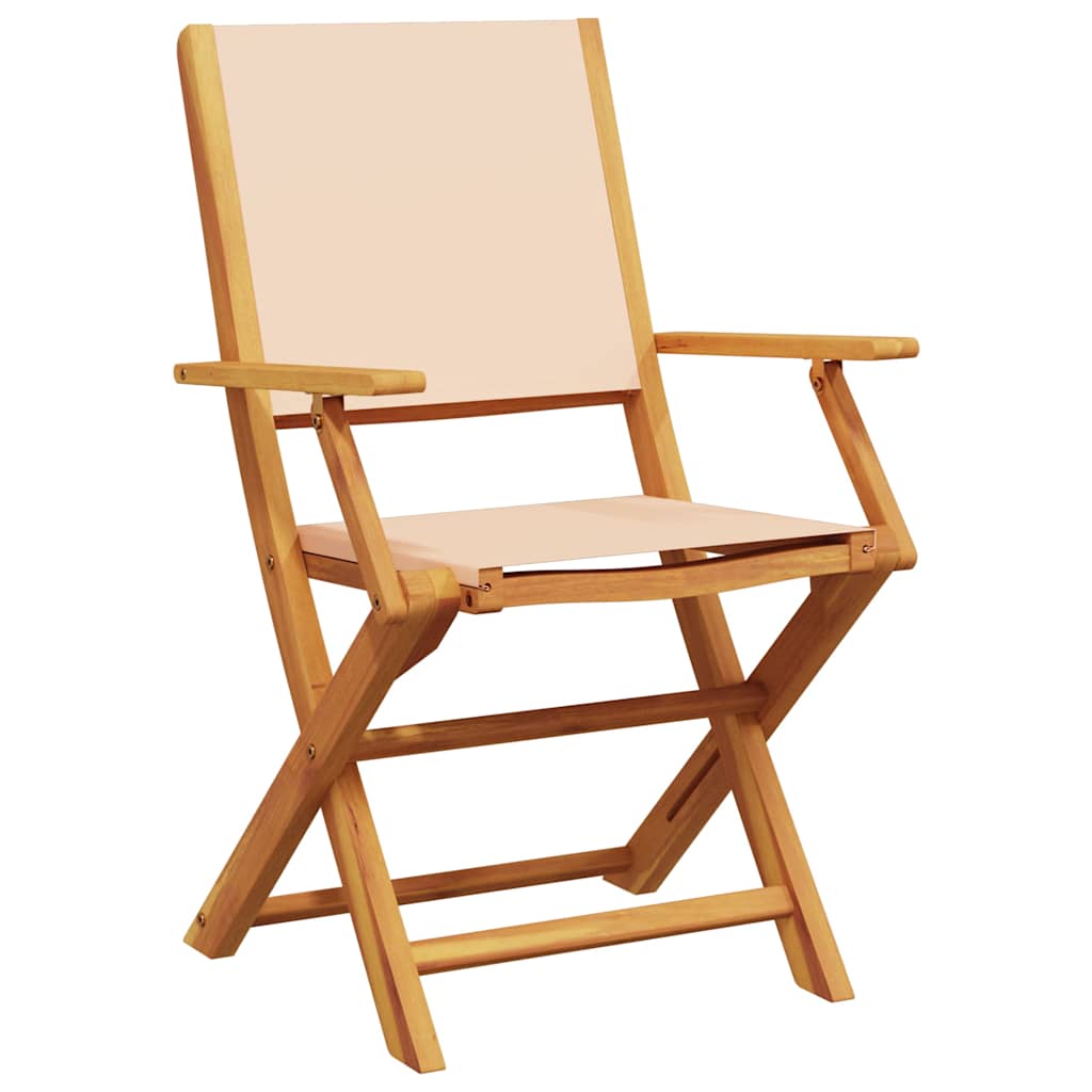 vidaXL Chaises de jardin 2 pcs Beige Bois d'acacia massif et tissu
