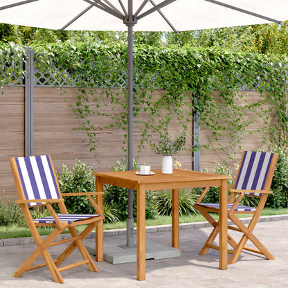 vidaXL Gartenstühle 2 Stk. Blau und Weiß Massivholz Akazie & Stoff