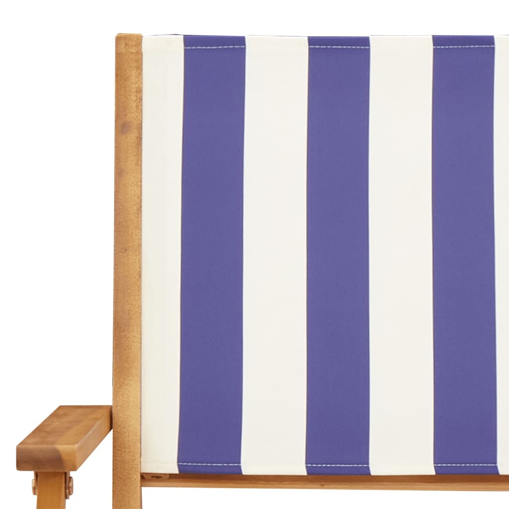 vidaXL Gartenstühle 2 Stk. Blau und Weiß Massivholz Akazie & Stoff