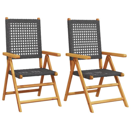 vidaXL Chaises de jardin 2 pcs Noir Bois d'acacia massif et rotin synthétique