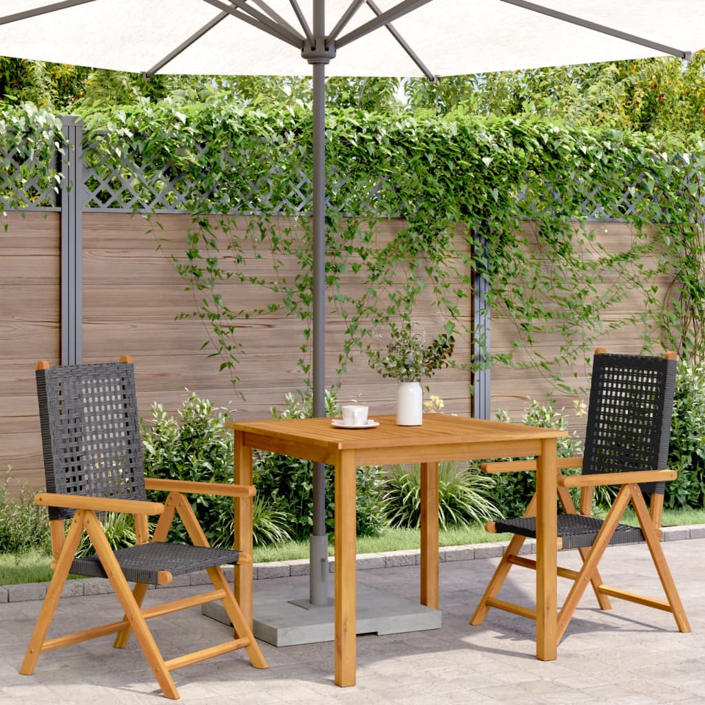 vidaXL Chaises de jardin 2 pcs Noir Bois d'acacia massif et rotin synthétique
