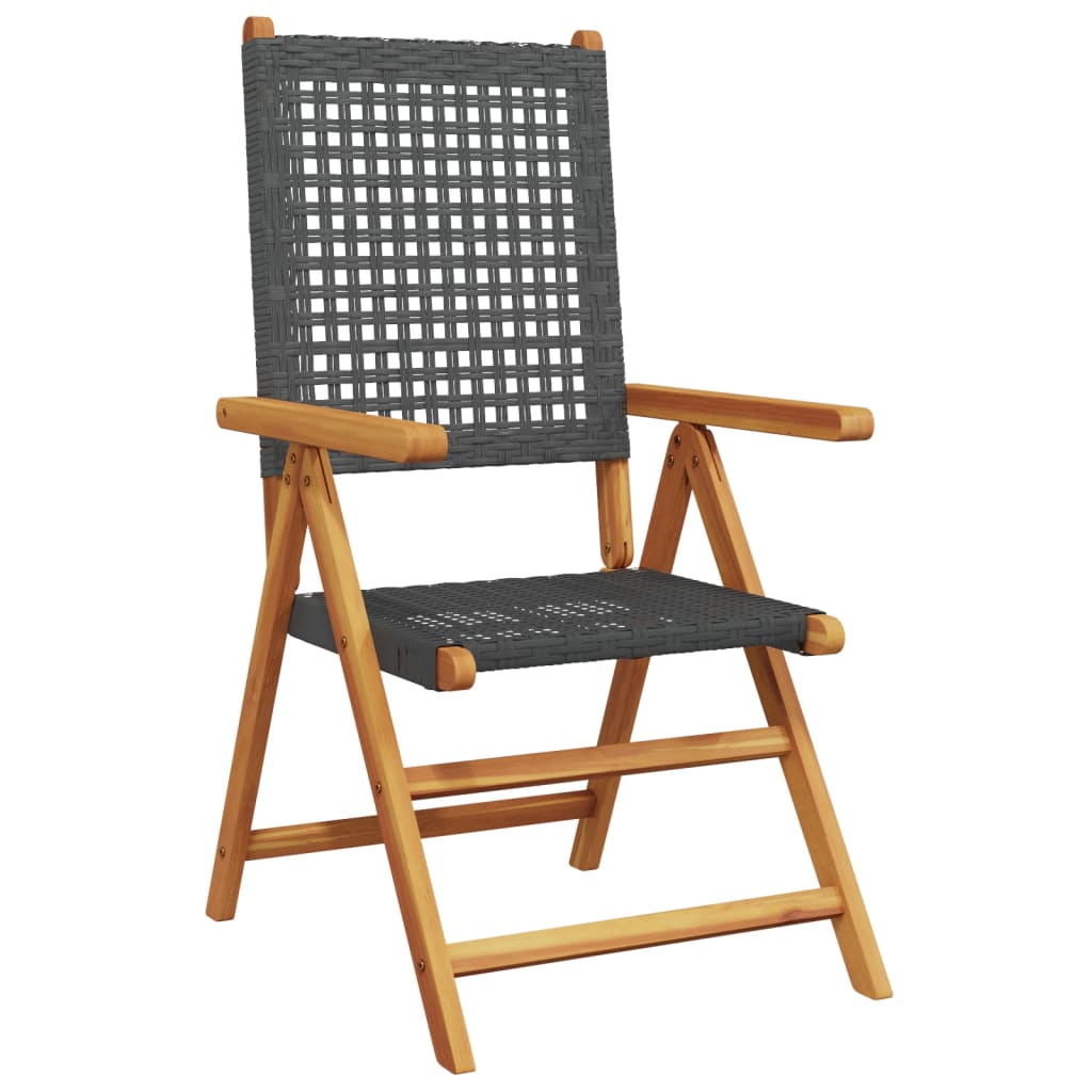 vidaXL Chaises de jardin 2 pcs Noir Bois d'acacia massif et rotin synthétique