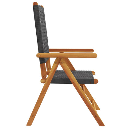 vidaXL Chaises de jardin 2 pcs Noir Bois d'acacia massif et rotin synthétique