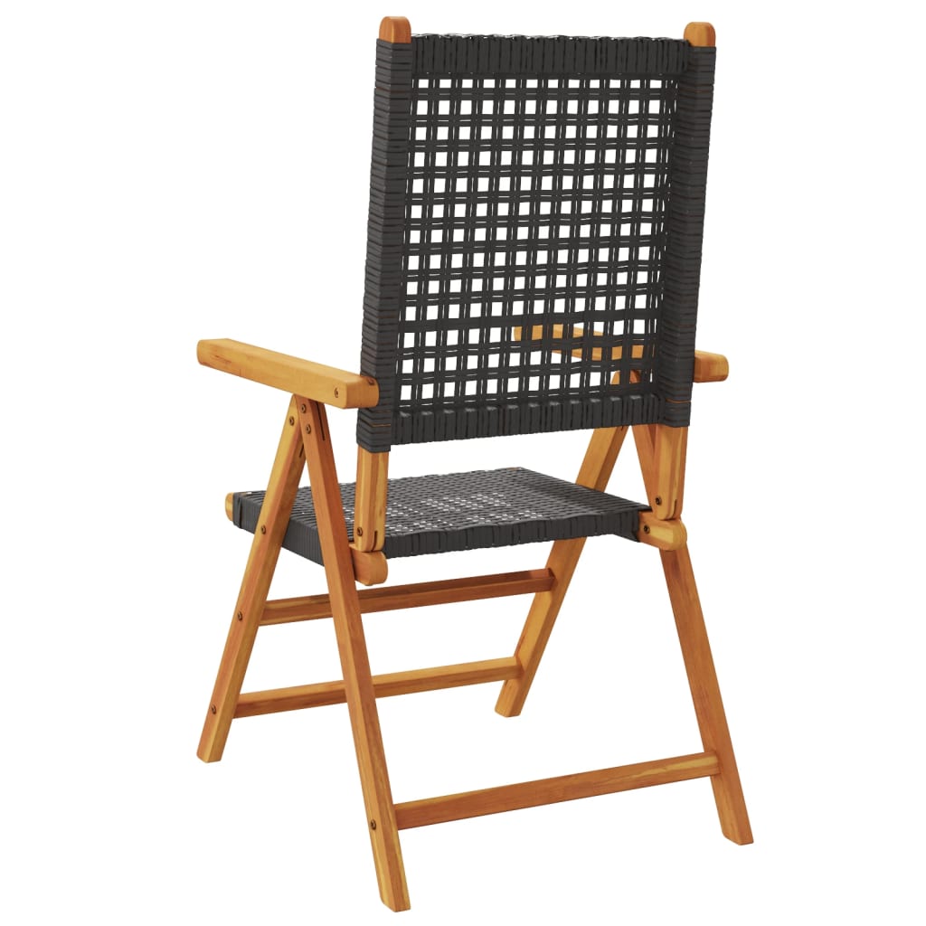 vidaXL Chaises de jardin 2 pcs Noir Bois d'acacia massif et rotin synthétique