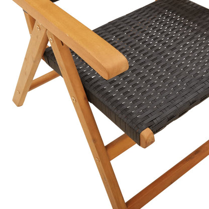 vidaXL Chaises de jardin 2 pcs Noir Bois d'acacia massif et rotin synthétique