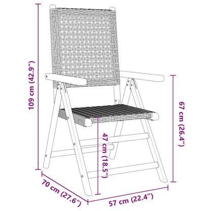 vidaXL Chaises de jardin 2 pcs Noir Bois d'acacia massif et rotin synthétique
