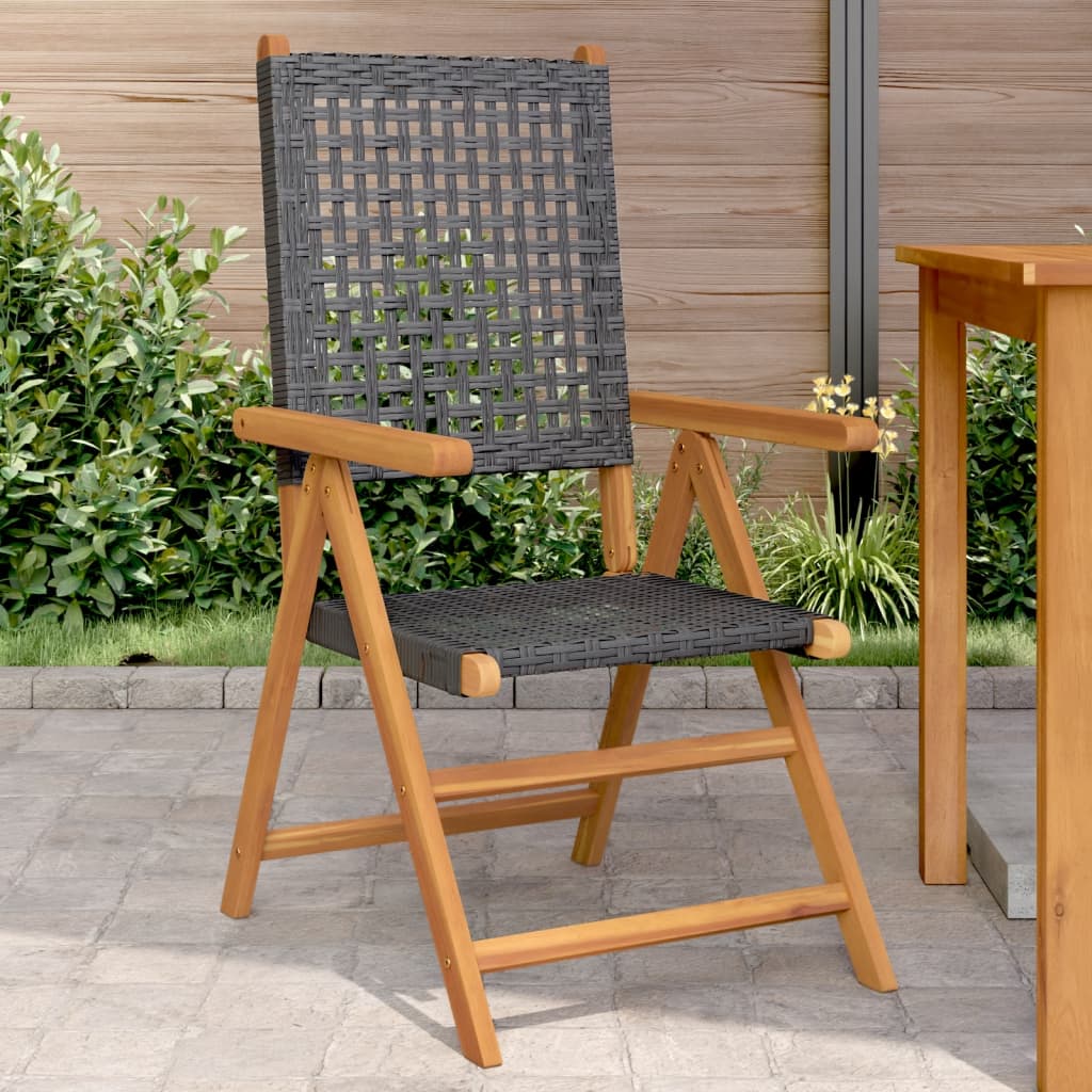 vidaXL Chaises de jardin 2 pcs Noir Bois d'acacia massif et rotin synthétique