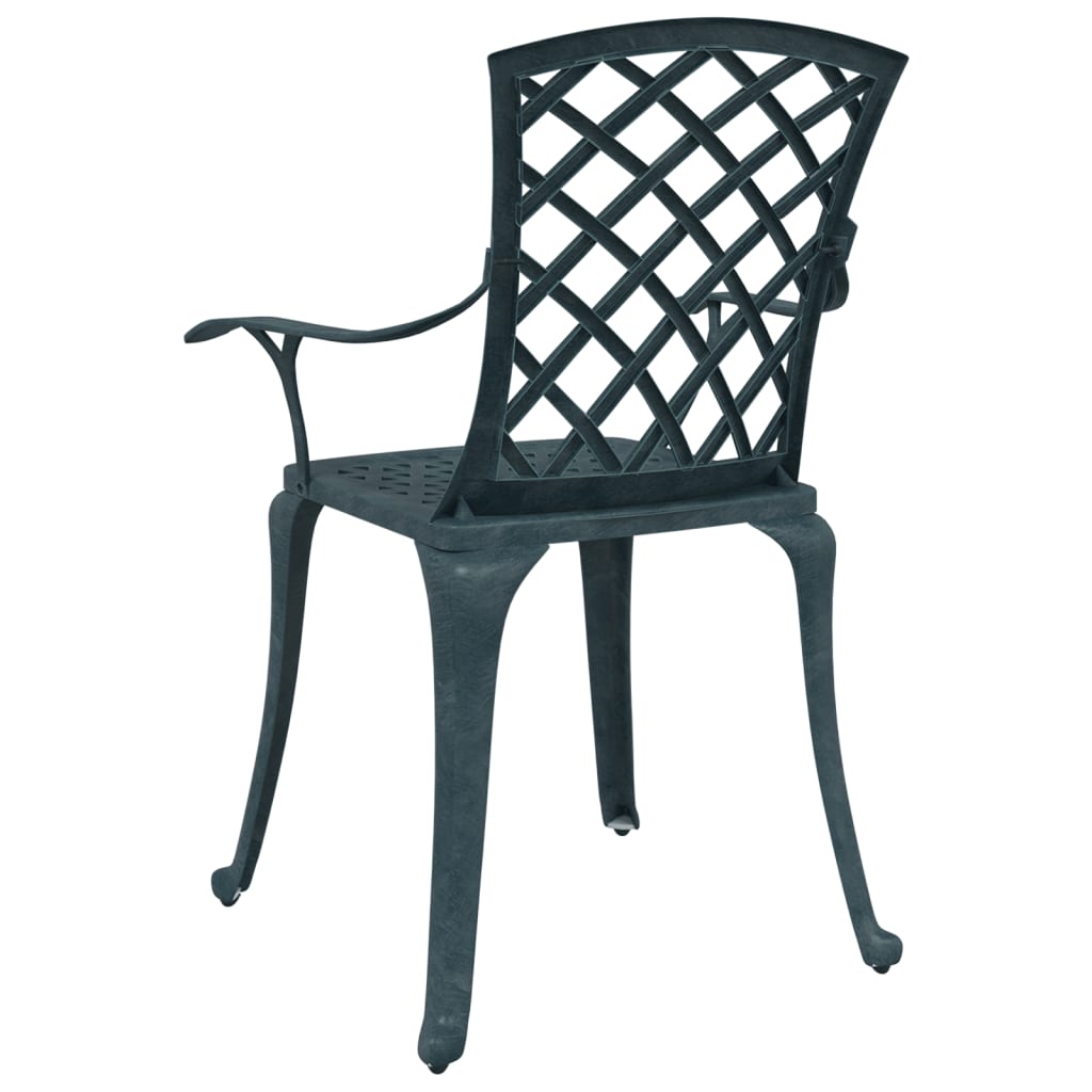 vidaXL Gartenstühle 2 Stk. Grün Aluminiumguss