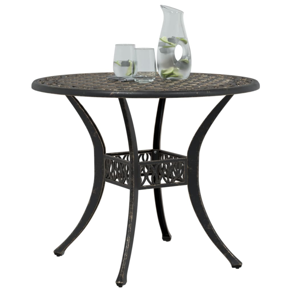 vidaXL Gartentisch Bronzen Ø90x75 cm Aluminiumguss