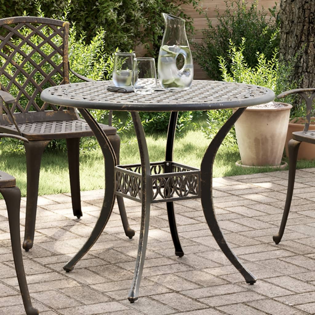 vidaXL Gartentisch Bronzen Ø90x75 cm Aluminiumguss