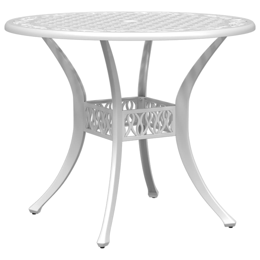vidaXL Table de jardin blanc Ø90x75 cm en fonte d'aluminium