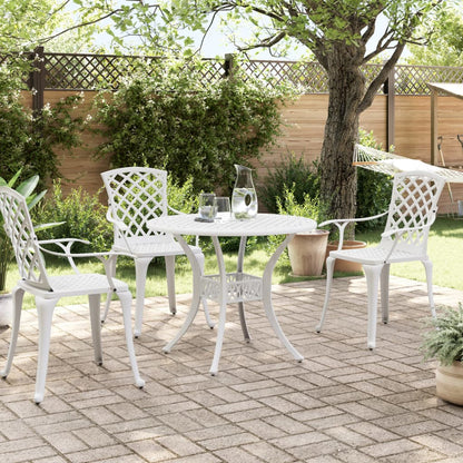 vidaXL Table de jardin blanc Ø90x75 cm en fonte d'aluminium