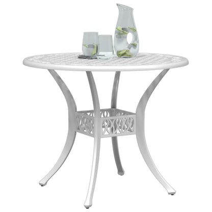 vidaXL Table de jardin blanc Ø90x75 cm en fonte d'aluminium