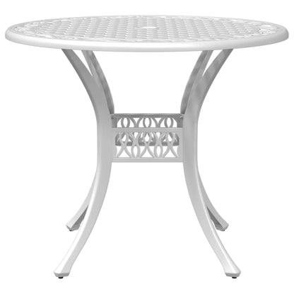 vidaXL Table de jardin blanc Ø90x75 cm en fonte d'aluminium