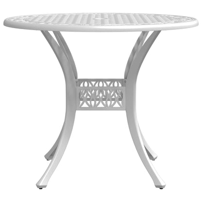 vidaXL Table de jardin blanc Ø90x75 cm en fonte d'aluminium