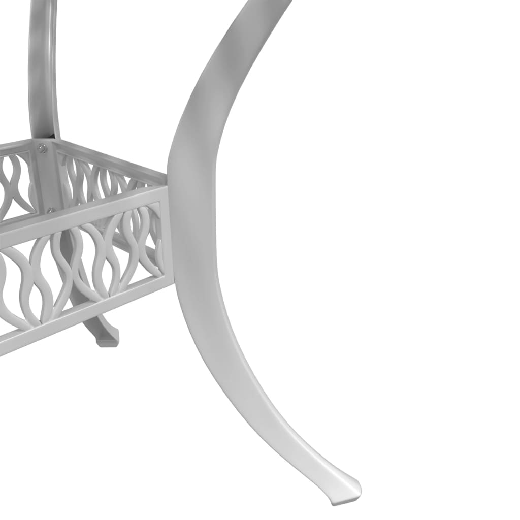 vidaXL Table de jardin blanc Ø90x75 cm en fonte d'aluminium