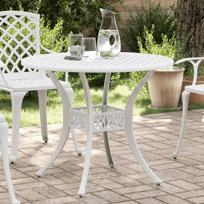 vidaXL Table de jardin blanc Ø90x75 cm en fonte d'aluminium