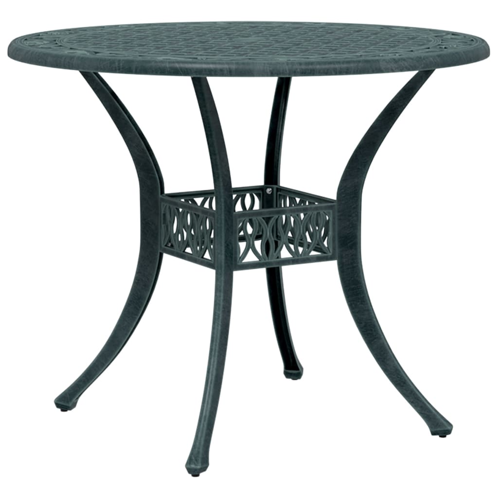 vidaXL Table de jardin verte Ø90x75 cm Aluminium moulé