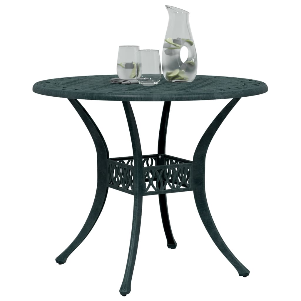 vidaXL Table de jardin verte Ø90x75 cm Aluminium moulé