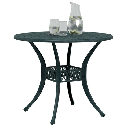 vidaXL Table de jardin verte Ø90x75 cm Aluminium moulé