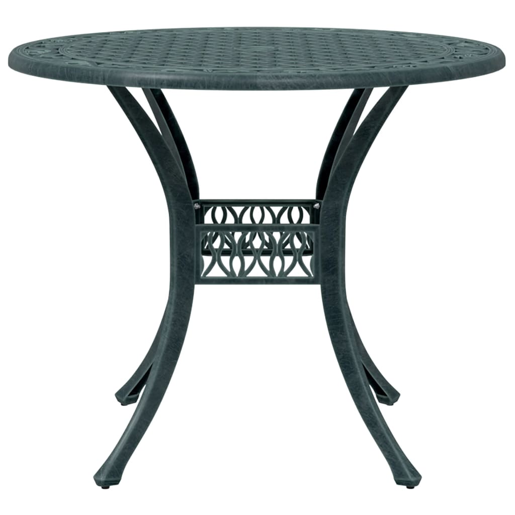 vidaXL Table de jardin verte Ø90x75 cm Aluminium moulé