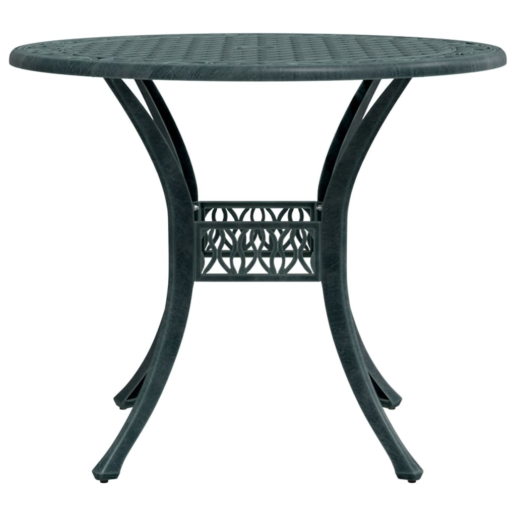 vidaXL Table de jardin verte Ø90x75 cm Aluminium moulé