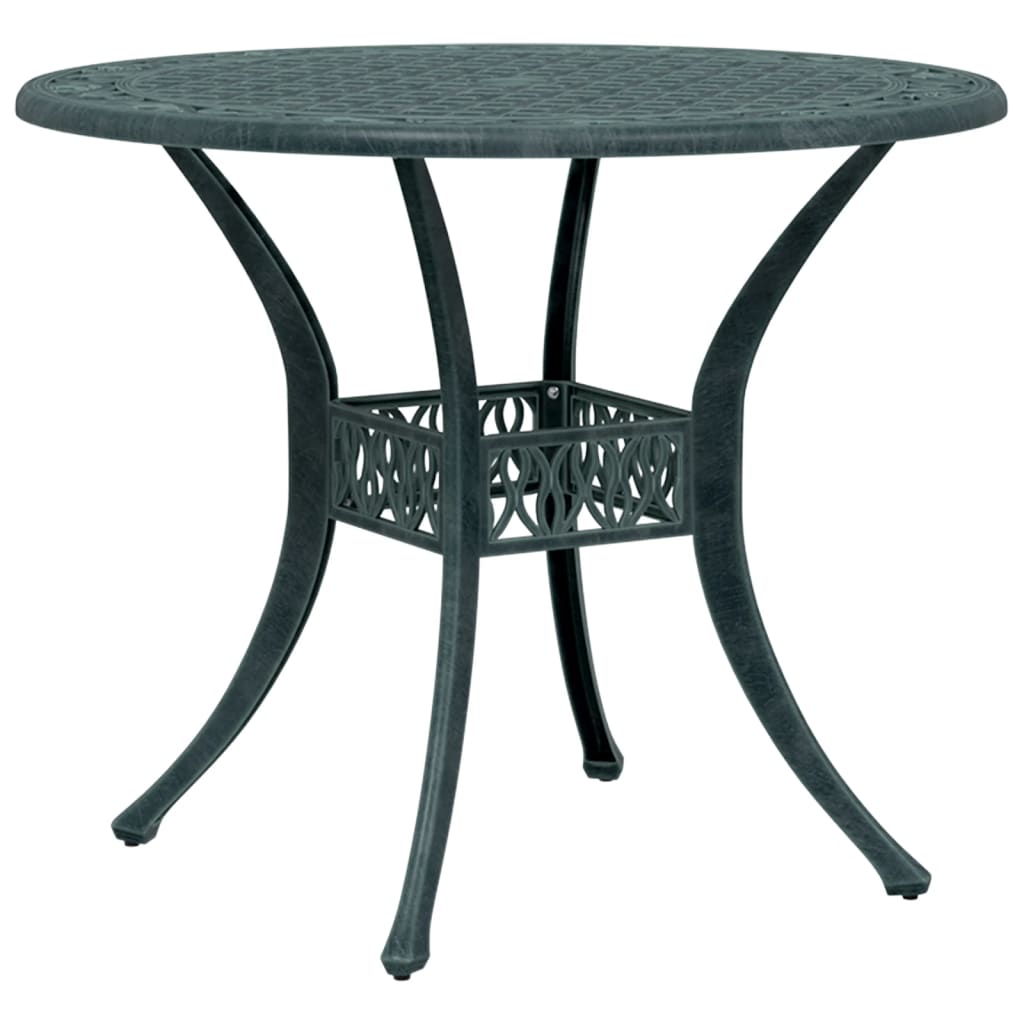 vidaXL Table de jardin verte Ø90x75 cm Aluminium moulé