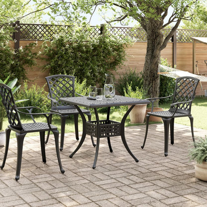 vidaXL Table de jardin Noir 80x80x75 cm Aluminium moulé